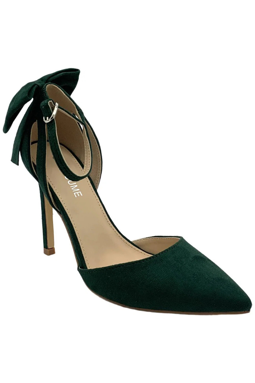 Carcuume Women's Bow Tie Back Stiletto Heels Green - Medium